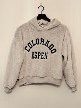 Colorado Aspen Plush Hooded Sweatshirt - Light Gray NWT